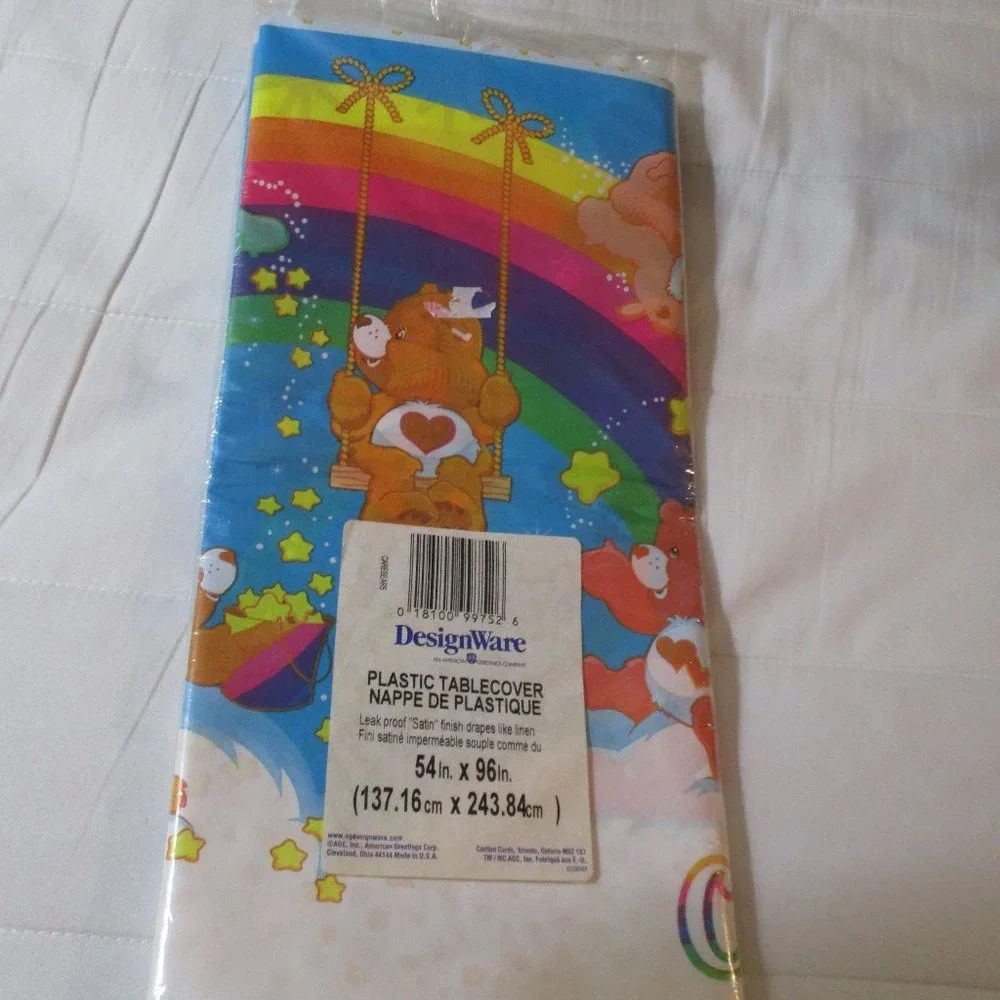 Vintage American Greetings Care Bears Plastic Tablecover 54